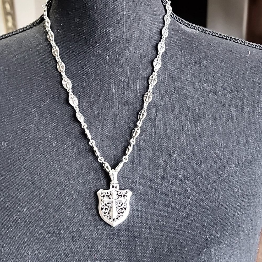 Stigma by Kim Min Sun Silver Toned 20" Necklace Featuring Individual Crosses
